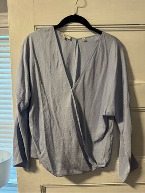 Vince Light Blue Women's Wrap-Front Blouse